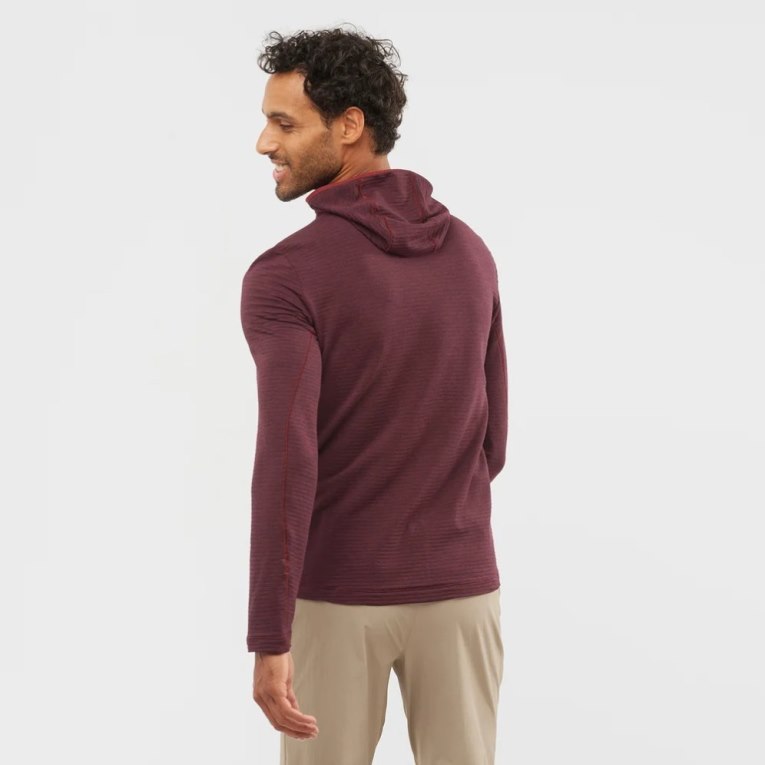 Burgundy Salomon Essential Lightwarm Hooded Men's Jackets | IE OR2819